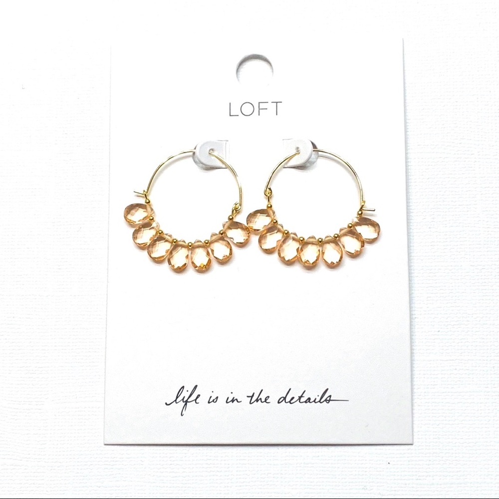 🍒3/$30 NWT Loft Blush Pink Stone Hoop Earrings - Picture 2 of 3